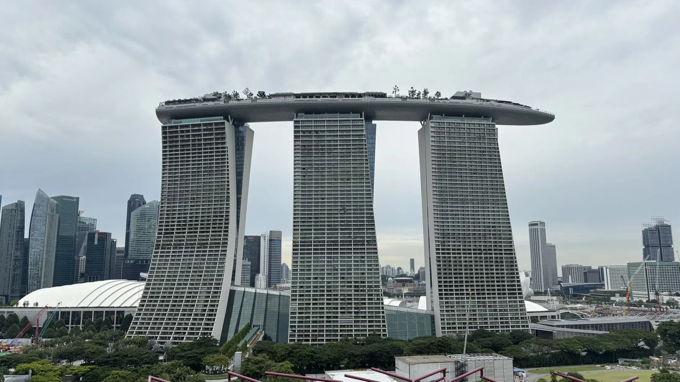 Marina Bay Sands and the Singapore skyline viewed from Gardens by the Bay